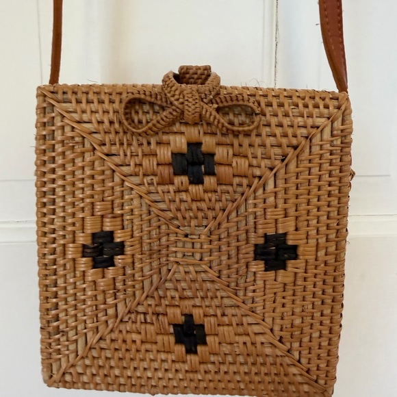 Urban Outfitters Handbags - Urban Outfitters Woven Crossbody Bag - Brown with Black Accents